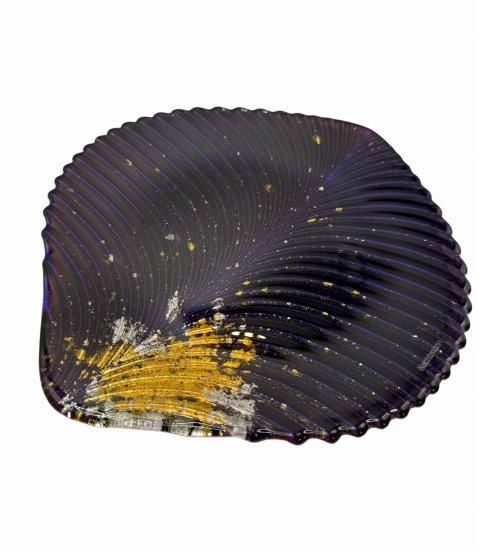 Majo Blue | Leaf Plate, Gold Leaf