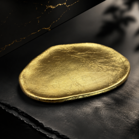 White porcelain plate with gold leaf