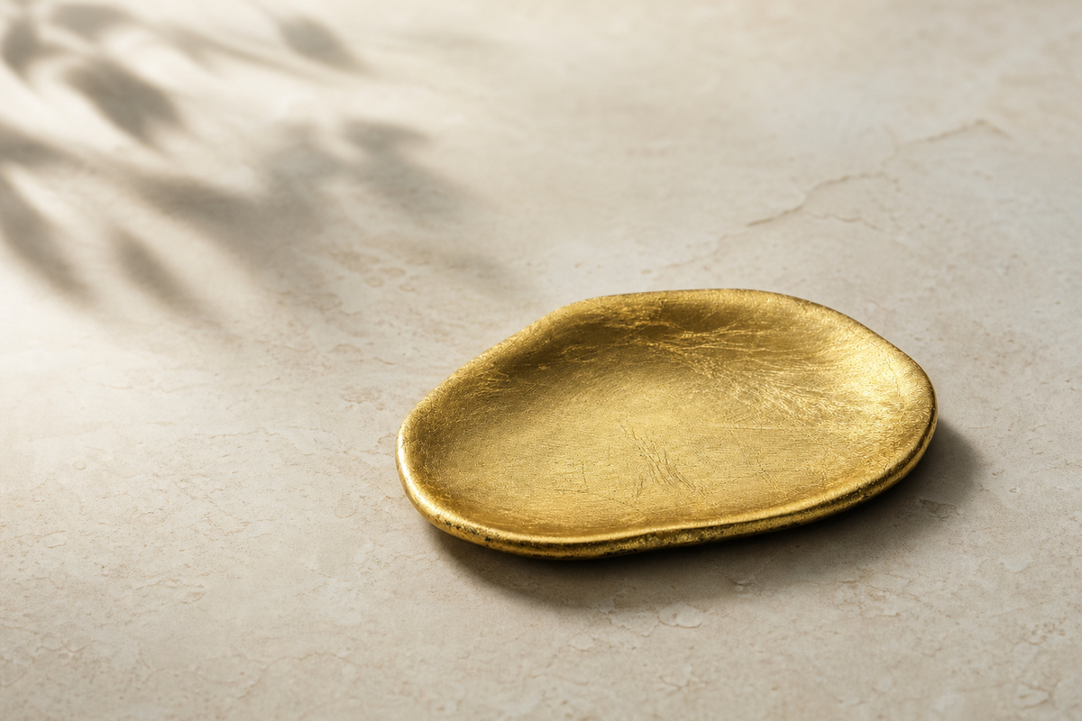 Generated editorial image based on the white porcelain leaf plate