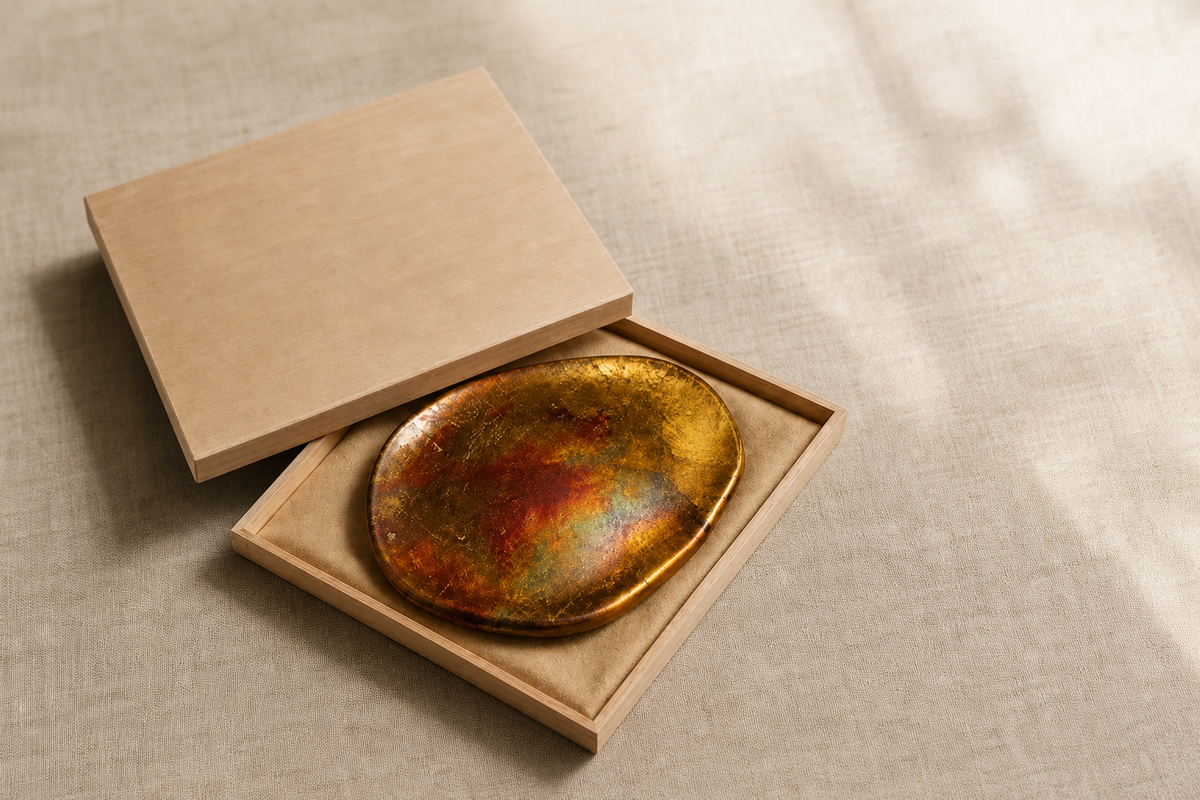 Generated editorial image based on the white porcelain leaf plate