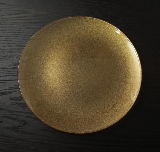 Japanese lacquer glass flat plate with Nashiji gold dust pattern