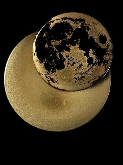 Japanese lacquer glass flat plate with Earth and Moon carved gold makie