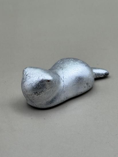 Cat chopstick rest with silver leaf finish